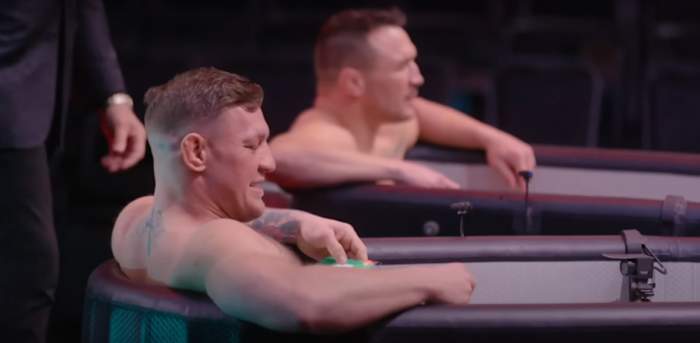 Conor McGregor and Michael Chandler take a cold plunge during an ice bath challenge on TUF 31.